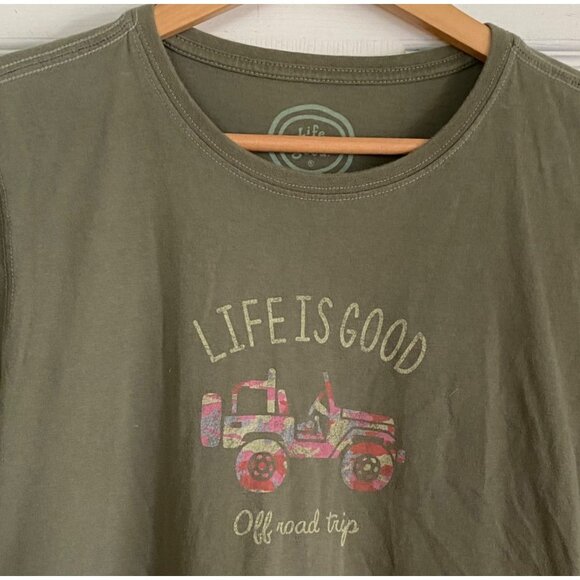 size M womens Off Road Trip off road Life is Good olive green‎ tee t-shirt - Picture 5 of 7